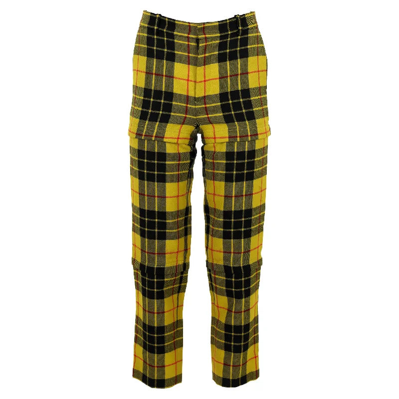 Balenciaga Tartan Wool Straight-Leg Pants in Yellow Wool