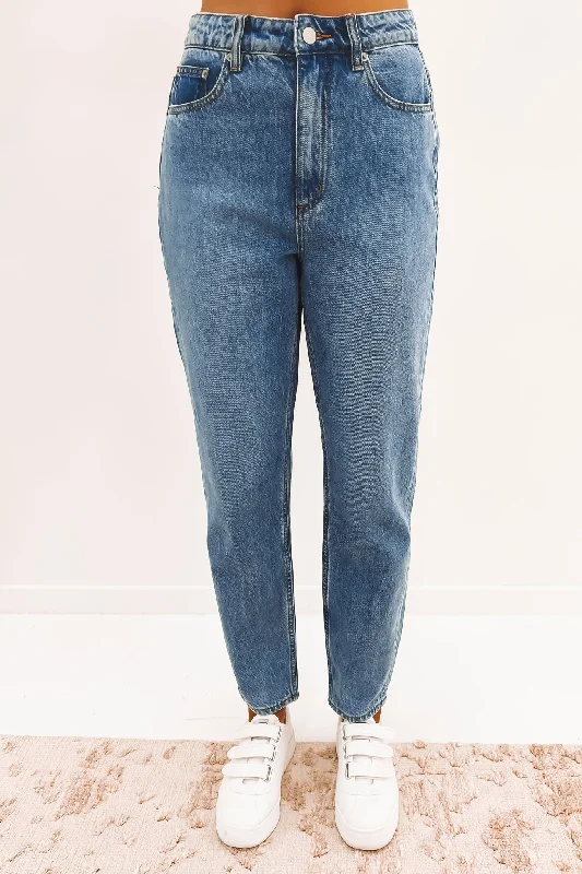 High Moms Slim Hemp Jean Creation Blue