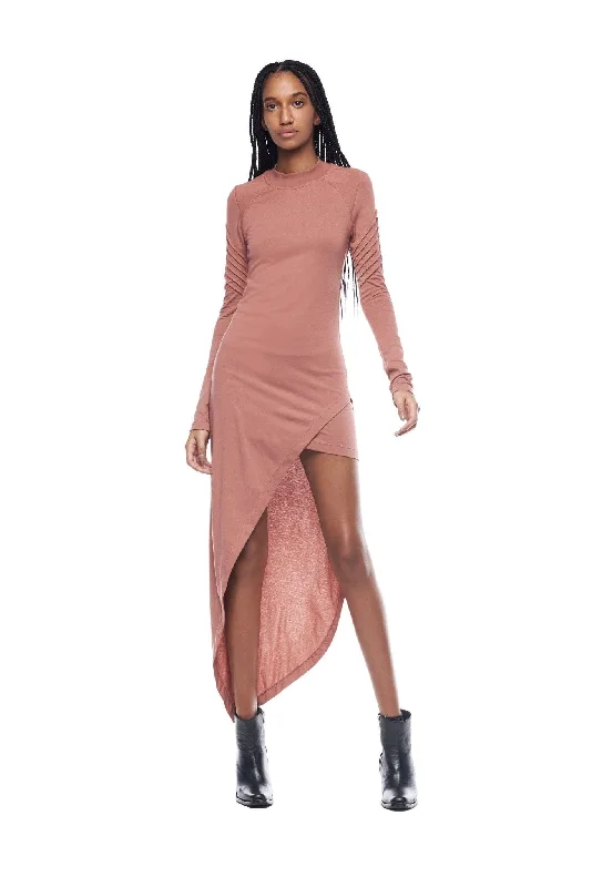 ASYMMETRICAL MINI DRESS IN BLUSH