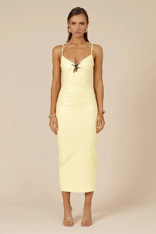 BENITO MIDI DRESS - LEMON