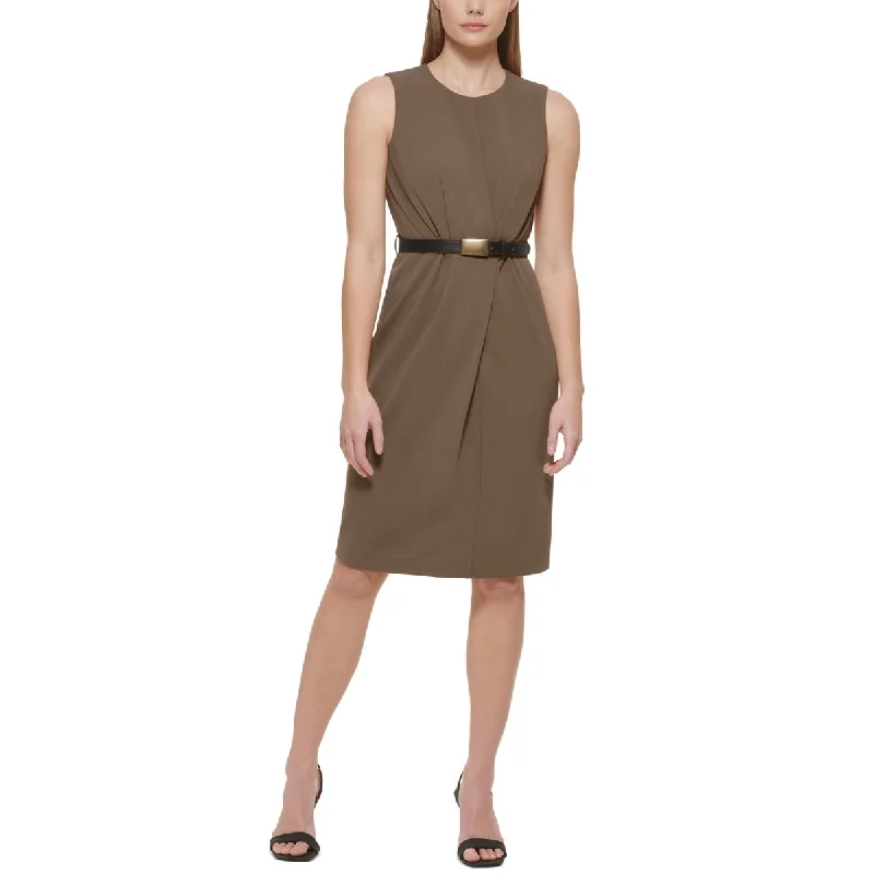 Calvin Klein Women's Belted Sheath Dress Brown Size 10