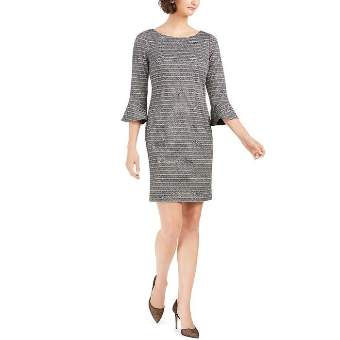 Jessica Howard Women's Bell Sleeve Above the Knee Sheath Dress Gray Size 4 Petite