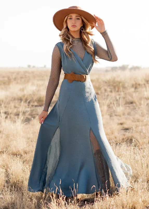 Tisannah Dress in Dusty Teal