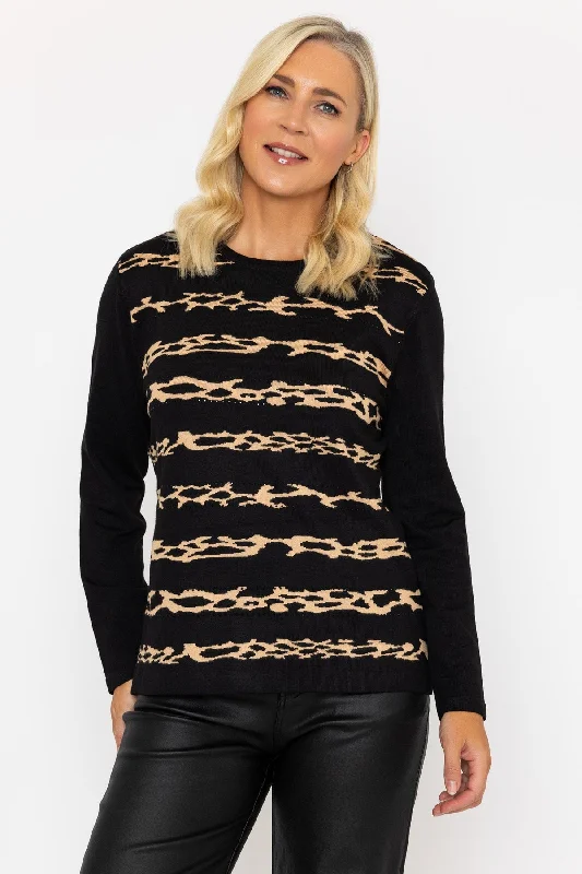 Animal Print Stripe Knit Jumpers