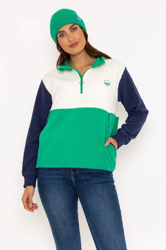 Colourblock Polar Fleece in Green & Navy