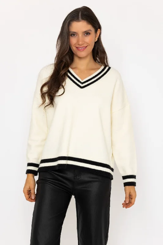 Cream V Neck Cricket Jumper