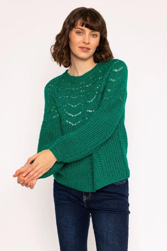 Knit Jumper with Bell Sleeves in Green