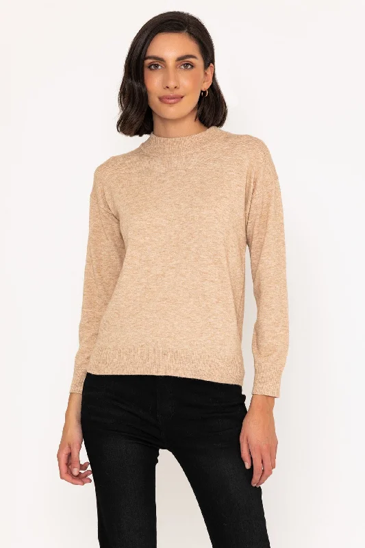 Mock High Neck Knit Jumper in Ecru