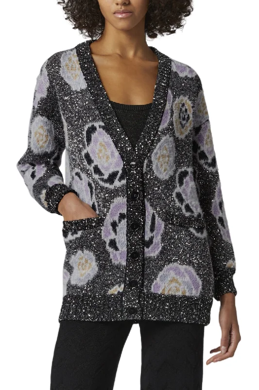 Oversized Sequin Rose Cardigan