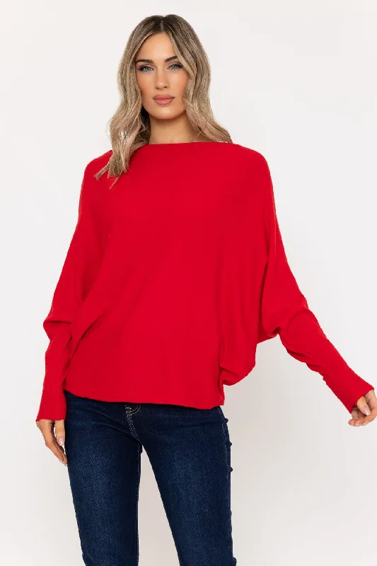 Red Batwing Knit Jumper