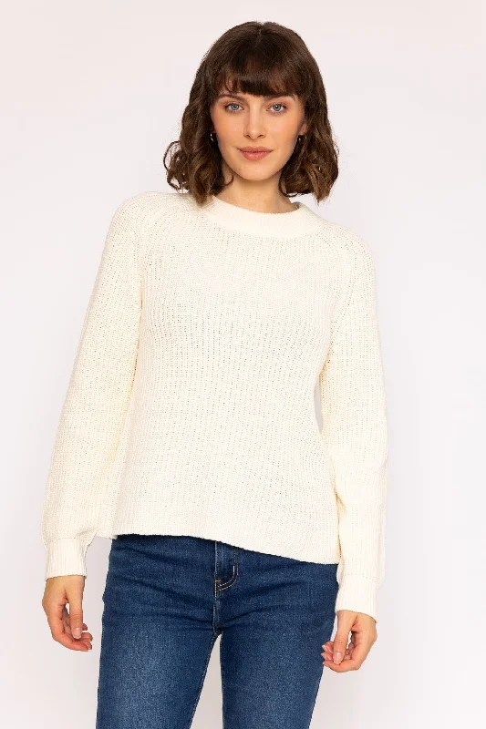 Rib High Neck Knit Jumper in Ivory