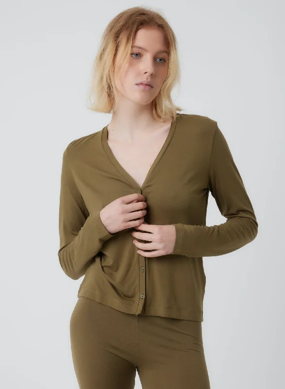 Soft Touch V-Neck Cardigan in Savane