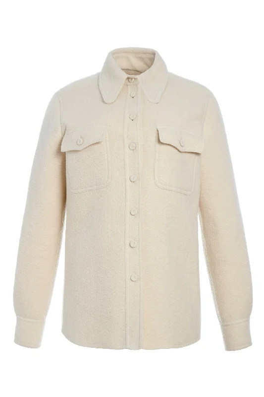 John Austin Shirt in Ivory Double-Face Recycled Cashmere Felt