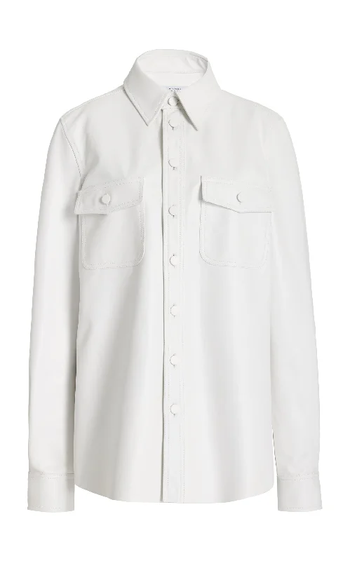 John Austin Shirt in White Nappa Leather